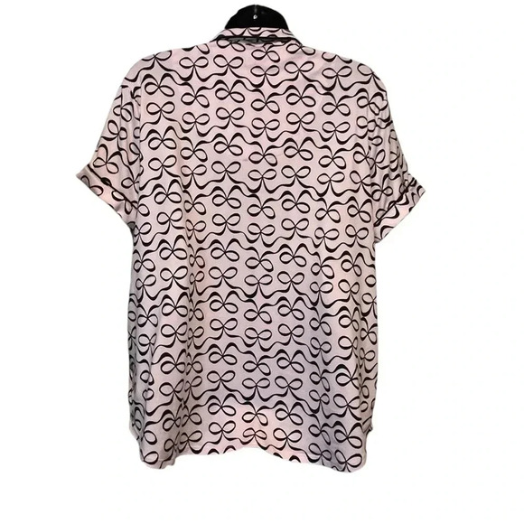 Kate Spade Pink Black Bow Print Short Sleeve & Pants Pajama Set Womens Large - Picture 5 of 13